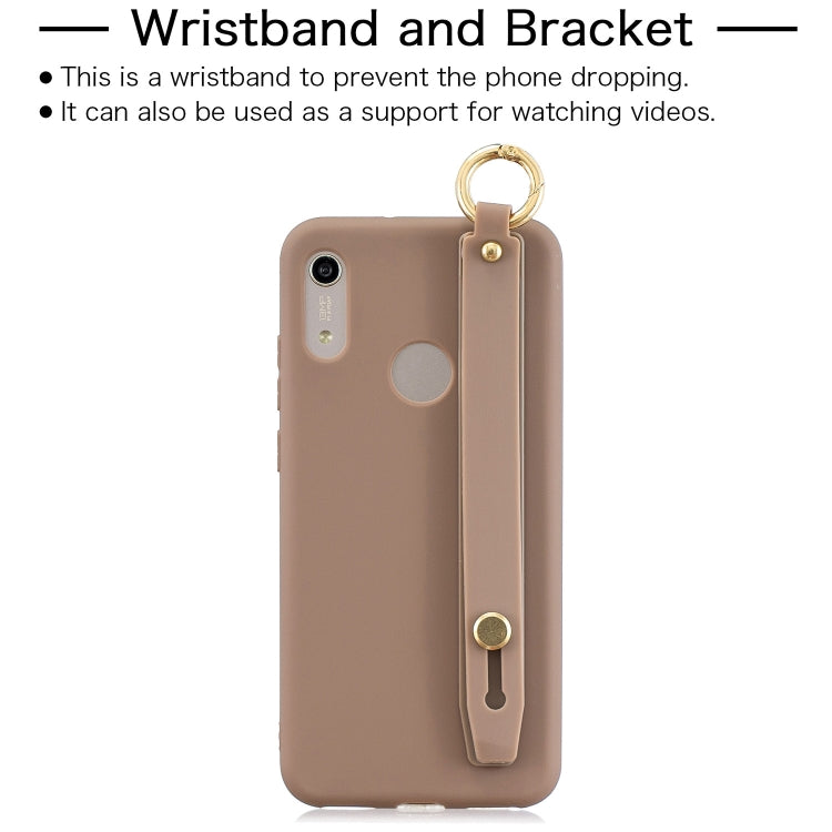 Shockproof Solid Color TPU Case with Wristband For Huawei Y6 (2019)