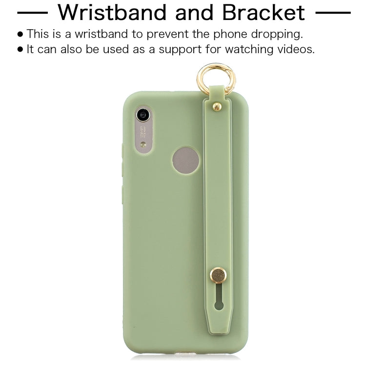 Shockproof Solid Color TPU Case with Wristband For Huawei Y6 (2019)