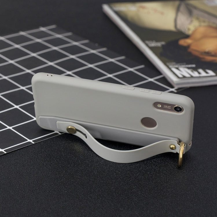 Shockproof Solid Color TPU Case with Wristband For Huawei Y6 (2019)