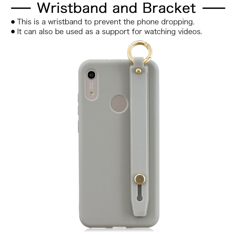 Shockproof Solid Color TPU Case with Wristband For Huawei Y6 (2019)