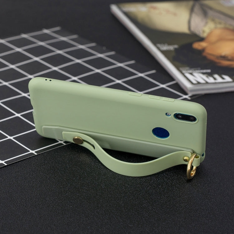 Shockproof Solid Color TPU Case with Wristband For Huawei Y7 (2019)