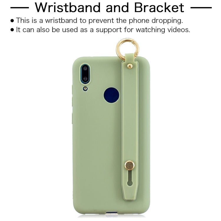 Shockproof Solid Color TPU Case with Wristband For Huawei Y7 (2019)