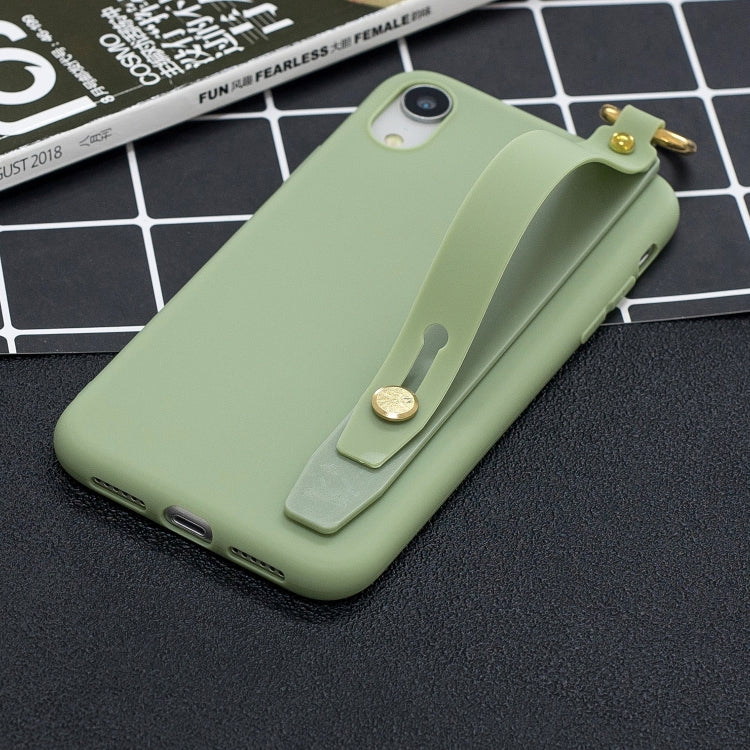Shockproof Solid Color TPU Case with Wristband For Huawei Y7 (2019)