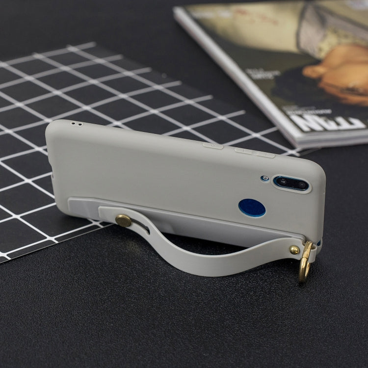 Shockproof Solid Color TPU Case with Wristband For Huawei Y7 (2019)