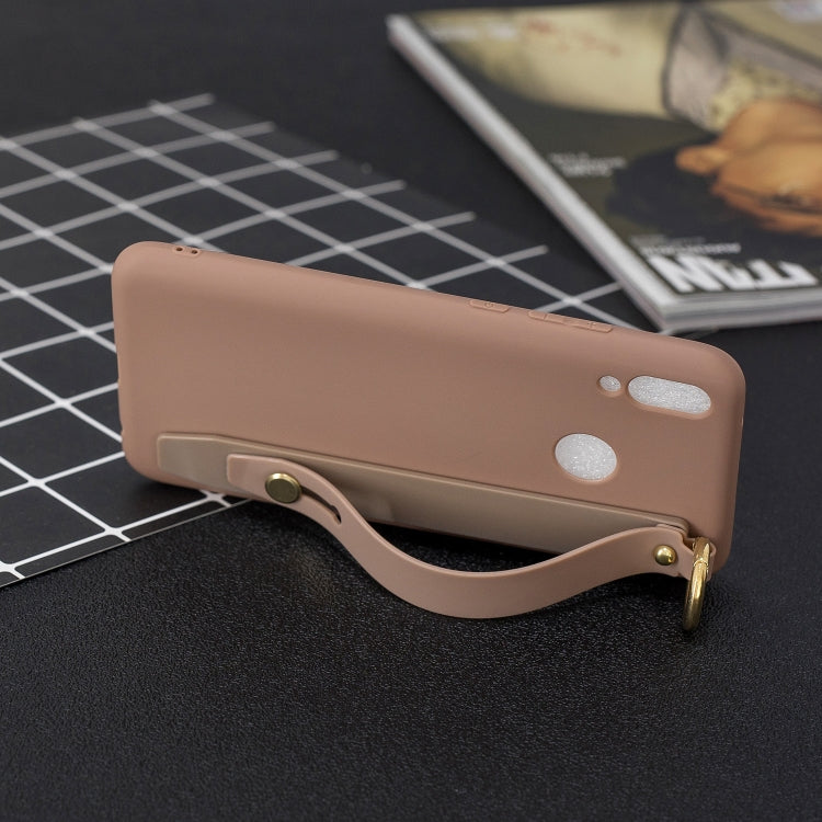 Shockproof Solid Color TPU Case with Wristband For Huawei Y9 (2019) / Enjoy 9 Plus
