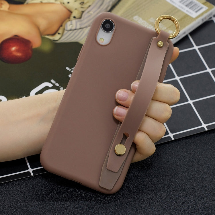 Shockproof Solid Color TPU Case with Wristband For Huawei Y9 (2019) / Enjoy 9 Plus