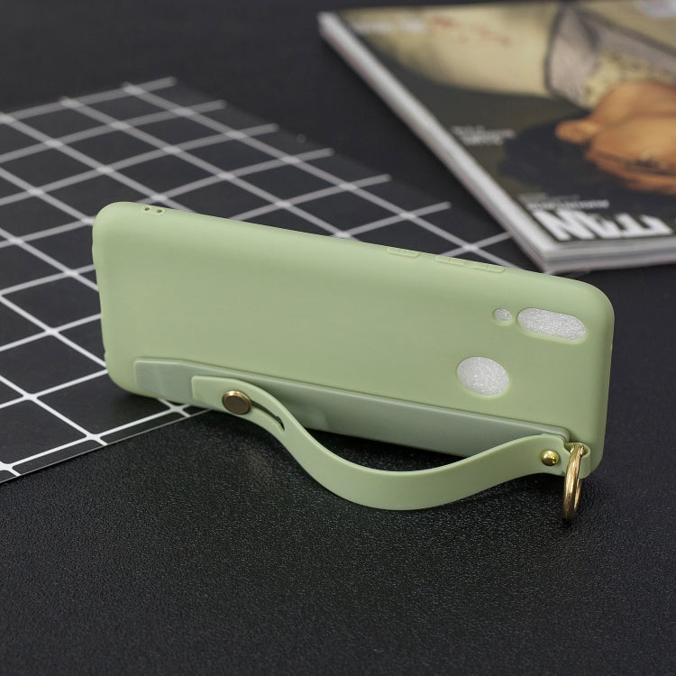 Shockproof Solid Color TPU Case with Wristband For Huawei Y9 (2019) / Enjoy 9 Plus