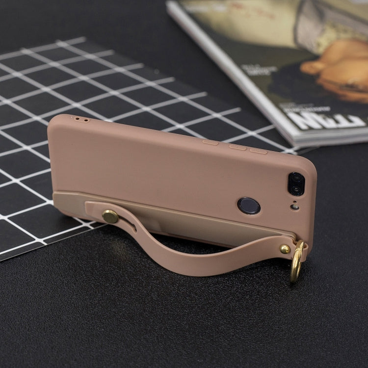 Shockproof Solid Color TPU Case with Wristband For Huawei Honor 9 Lite