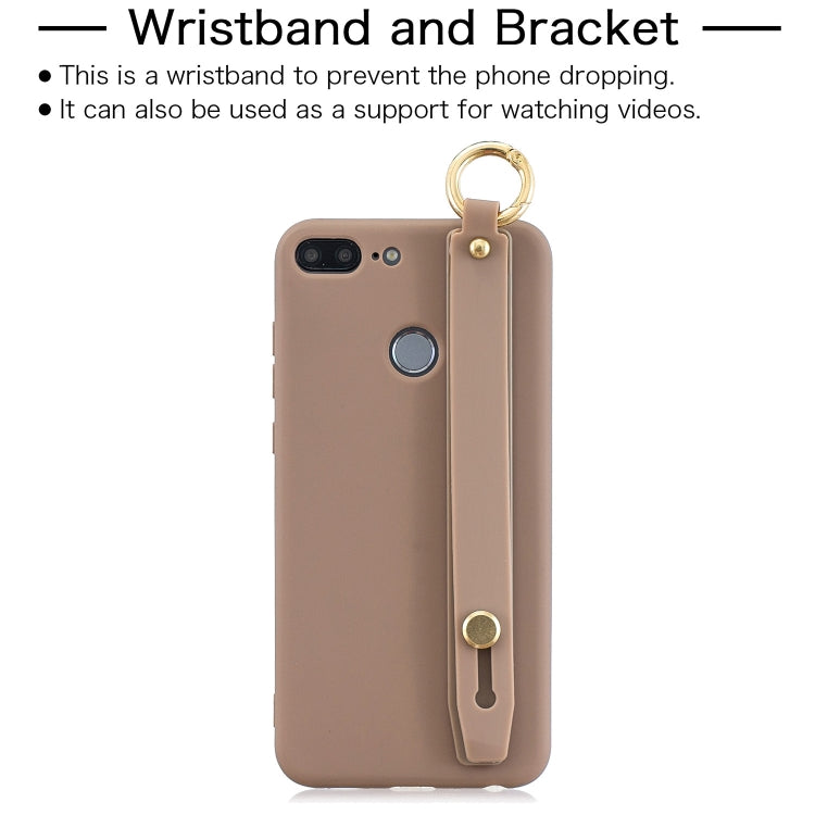 Shockproof Solid Color TPU Case with Wristband For Huawei Honor 9 Lite