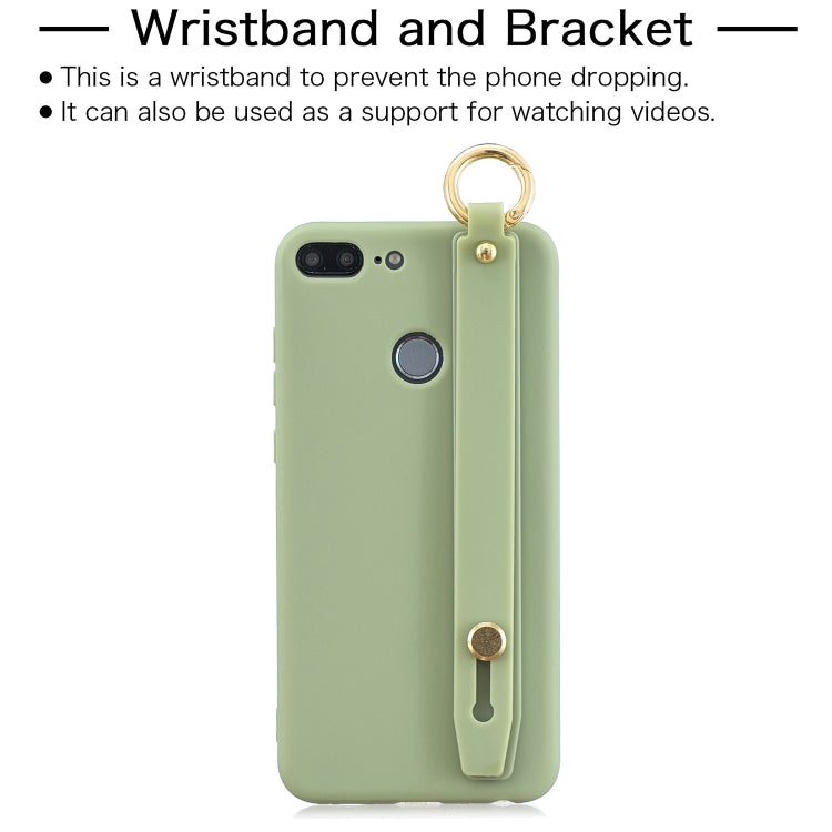 Shockproof Solid Color TPU Case with Wristband For Huawei Honor 9 Lite