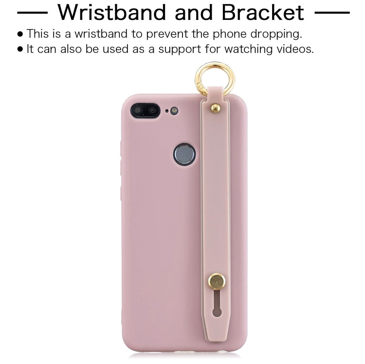 Shockproof Solid Color TPU Case with Wristband For Huawei Honor 9 Lite