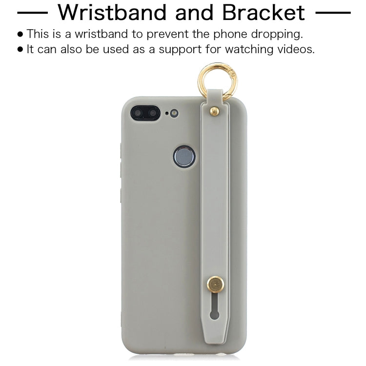 Shockproof Solid Color TPU Case with Wristband For Huawei Honor 9 Lite