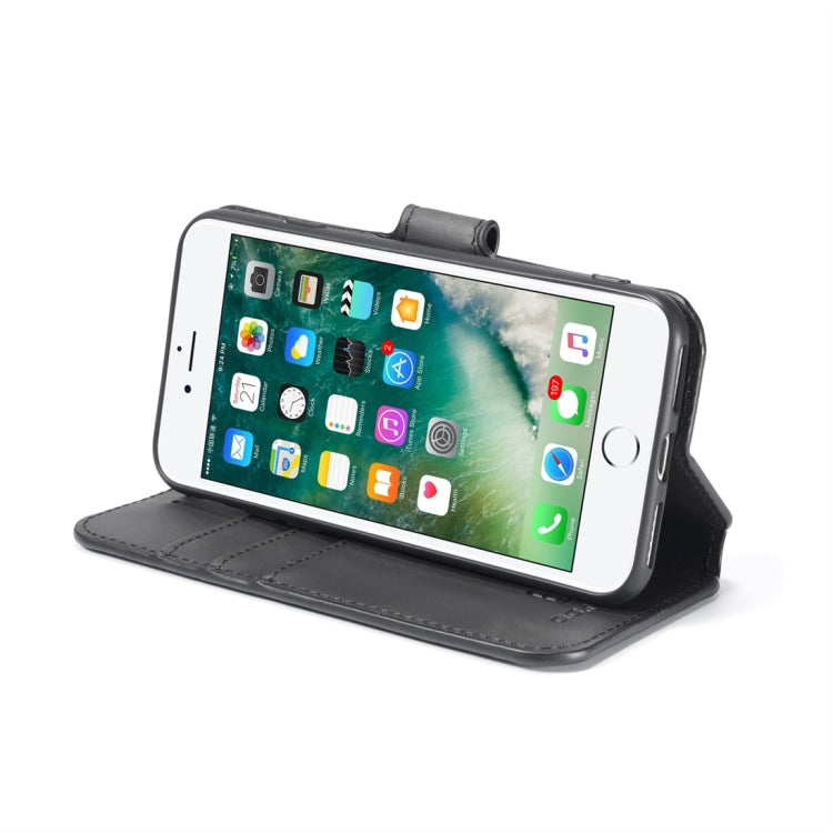DG.MING Retro Oil Side Horizontal Flip Case with Holder & Card Slots & Wallet for iPhone 7 / 8