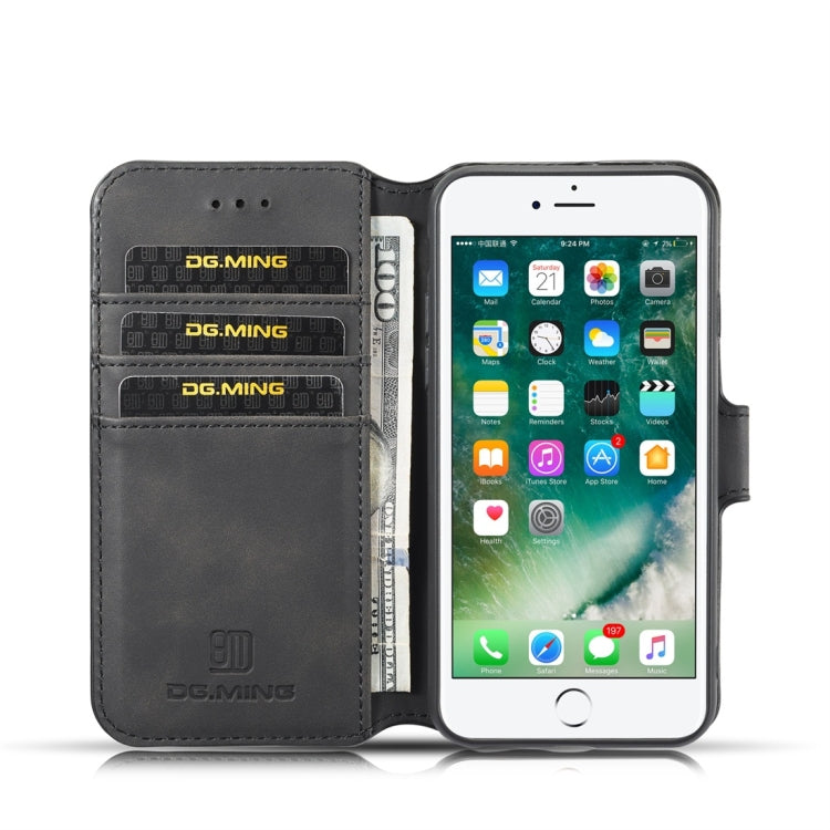 DG.MING Retro Oil Side Horizontal Flip Case with Holder & Card Slots & Wallet for iPhone 7 / 8