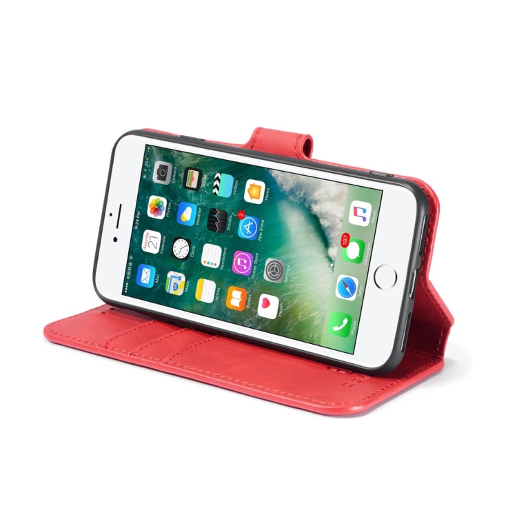 DG.MING Retro Oil Side Horizontal Flip Case with Holder & Card Slots & Wallet for iPhone 7 / 8