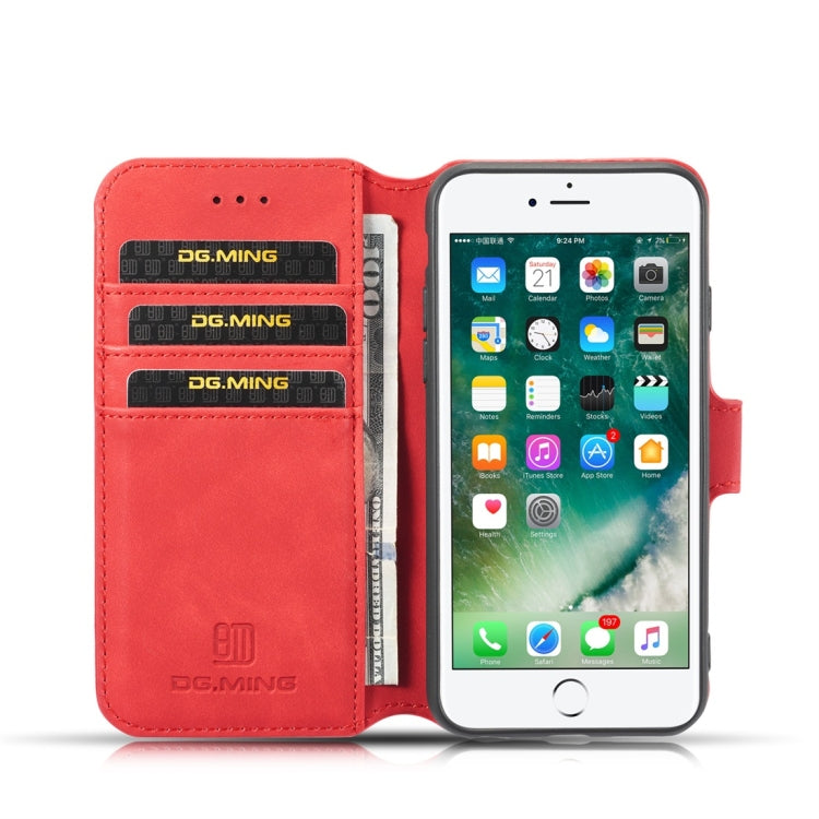 DG.MING Retro Oil Side Horizontal Flip Case with Holder & Card Slots & Wallet for iPhone 7 / 8