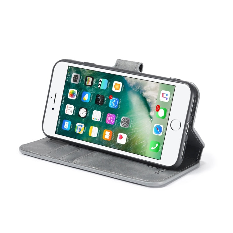 DG.MING Retro Oil Side Horizontal Flip Case with Holder & Card Slots & Wallet for iPhone 7 / 8