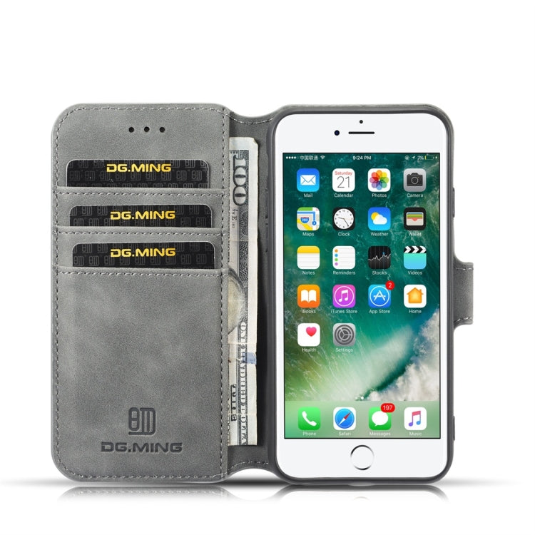 DG.MING Retro Oil Side Horizontal Flip Case with Holder & Card Slots & Wallet for iPhone 7 / 8