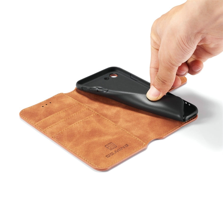 DG.MING Retro Oil Side Horizontal Flip Case with Holder & Card Slots & Wallet for iPhone 7 / 8