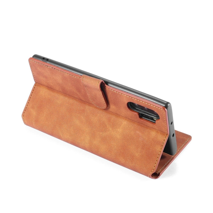 DG.MING Retro Oil Side Horizontal Flip Case with Holder & Card Slots & Wallet for Galaxy Note 10