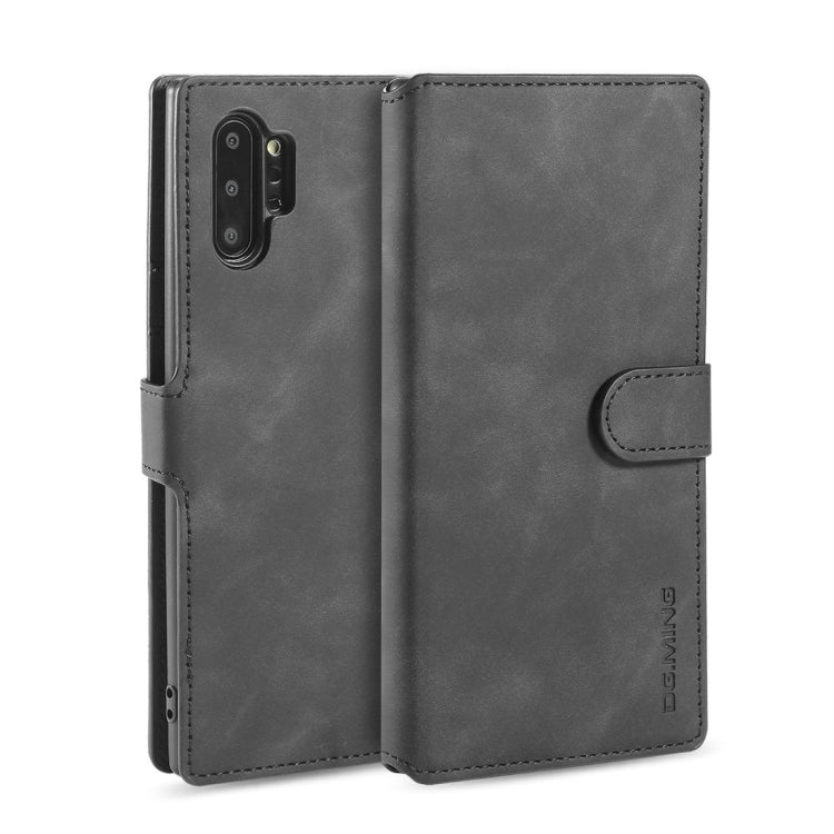 DG.MING Retro Oil Side Horizontal Flip Case with Holder & Card Slots & Wallet for Galaxy Note 10+