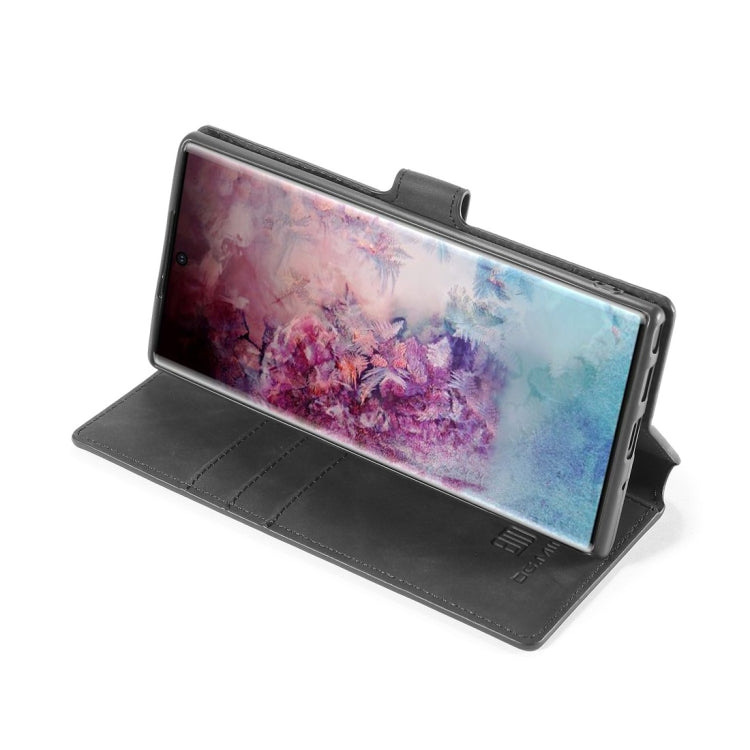 DG.MING Retro Oil Side Horizontal Flip Case with Holder & Card Slots & Wallet for Galaxy Note 10+