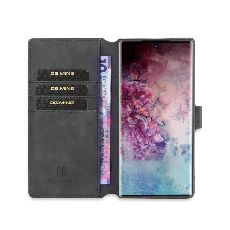 DG.MING Retro Oil Side Horizontal Flip Case with Holder & Card Slots & Wallet for Galaxy Note 10+