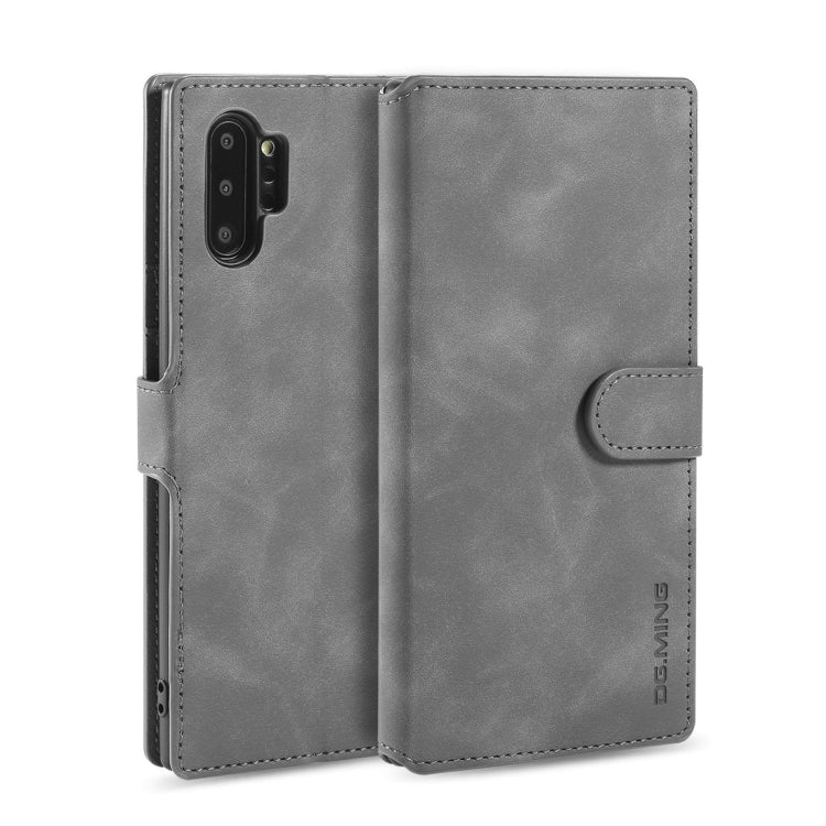 DG.MING Retro Oil Side Horizontal Flip Case with Holder & Card Slots & Wallet for Galaxy Note 10+