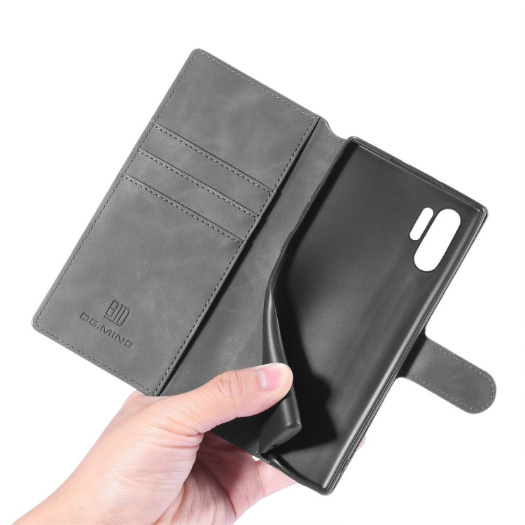 DG.MING Retro Oil Side Horizontal Flip Case with Holder & Card Slots & Wallet for Galaxy Note 10+