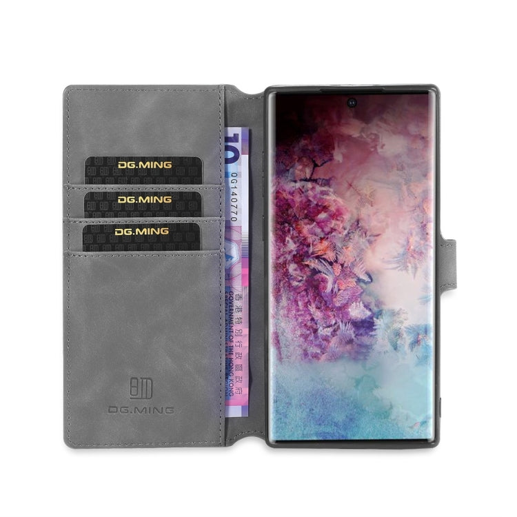 DG.MING Retro Oil Side Horizontal Flip Case with Holder & Card Slots & Wallet for Galaxy Note 10+