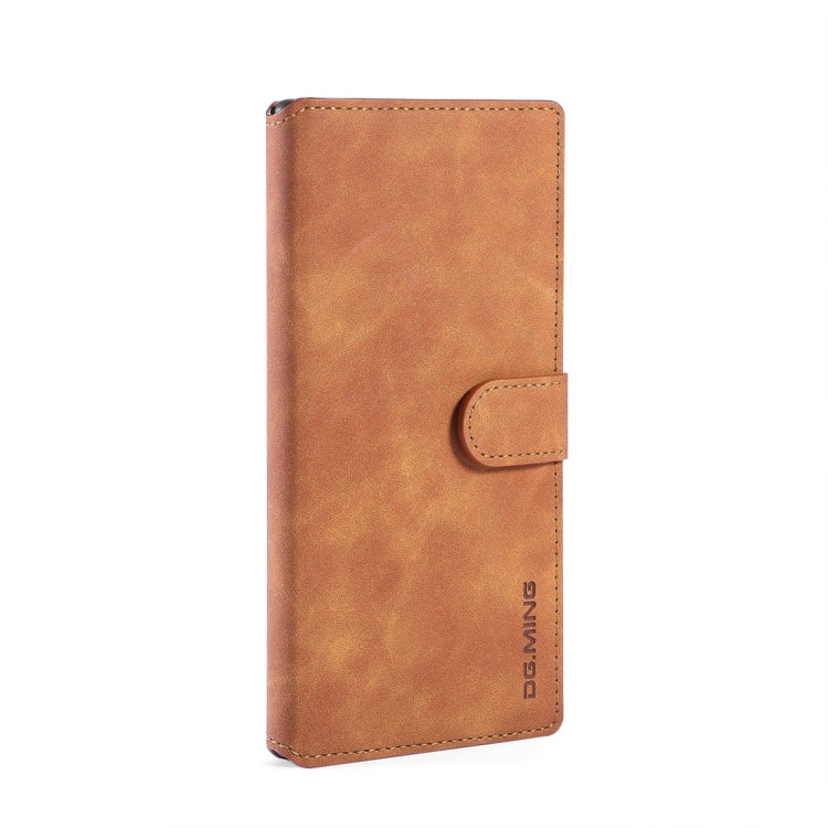 DG.MING Retro Oil Side Horizontal Flip Case with Holder & Card Slots & Wallet for Galaxy Note 10+