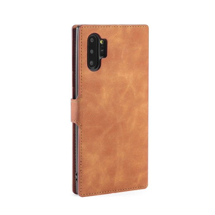 DG.MING Retro Oil Side Horizontal Flip Case with Holder & Card Slots & Wallet for Galaxy Note 10+