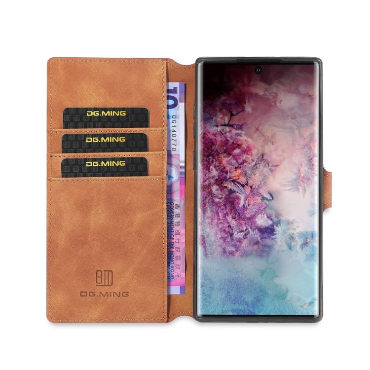 DG.MING Retro Oil Side Horizontal Flip Case with Holder & Card Slots & Wallet for Galaxy Note 10+