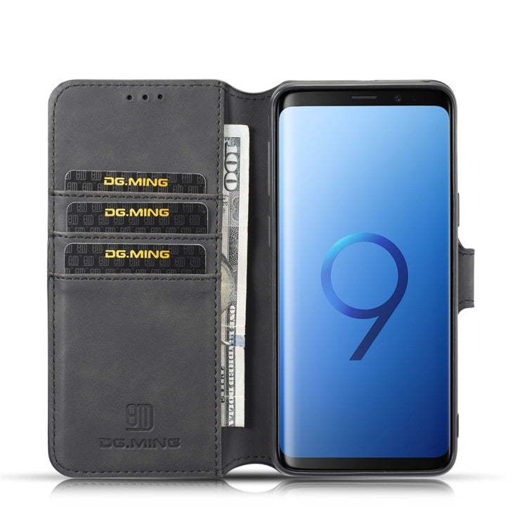 DG.MING Retro Oil Side Horizontal Flip Case with Holder & Card Slots & Wallet for Galaxy S9