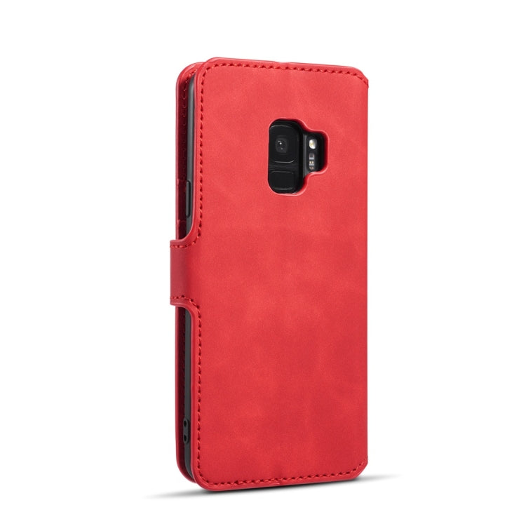 DG.MING Retro Oil Side Horizontal Flip Case with Holder & Card Slots & Wallet for Galaxy S9