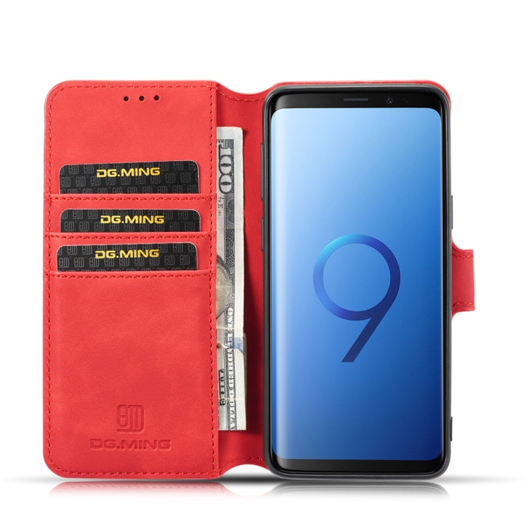 DG.MING Retro Oil Side Horizontal Flip Case with Holder & Card Slots & Wallet for Galaxy S9