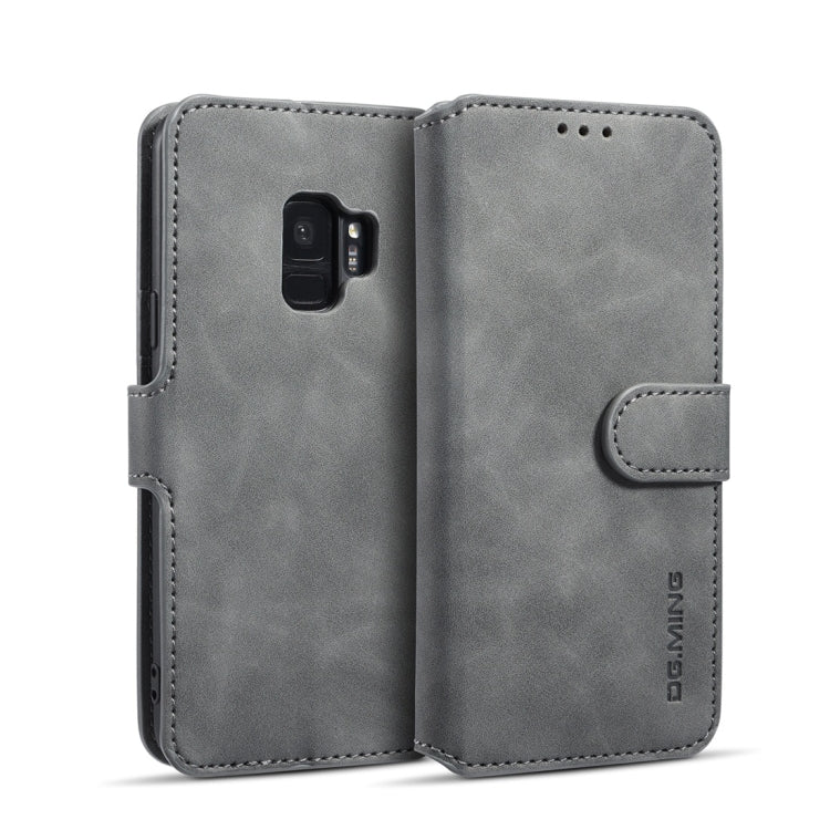 DG.MING Retro Oil Side Horizontal Flip Case with Holder & Card Slots & Wallet for Galaxy S9