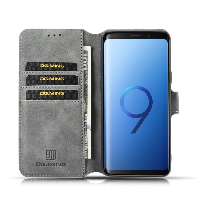 DG.MING Retro Oil Side Horizontal Flip Case with Holder & Card Slots & Wallet for Galaxy S9