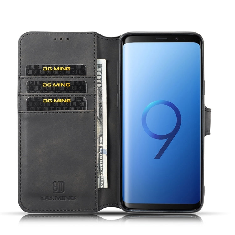 DG.MING Retro Oil Side Horizontal Flip Case with Holder & Card Slots & Wallet for Galaxy S9+