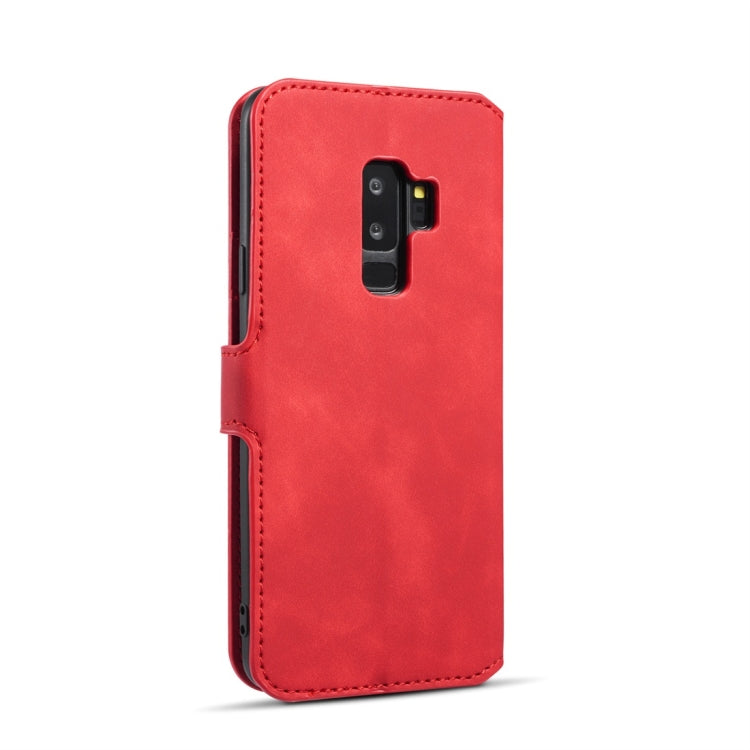 DG.MING Retro Oil Side Horizontal Flip Case with Holder & Card Slots & Wallet for Galaxy S9+