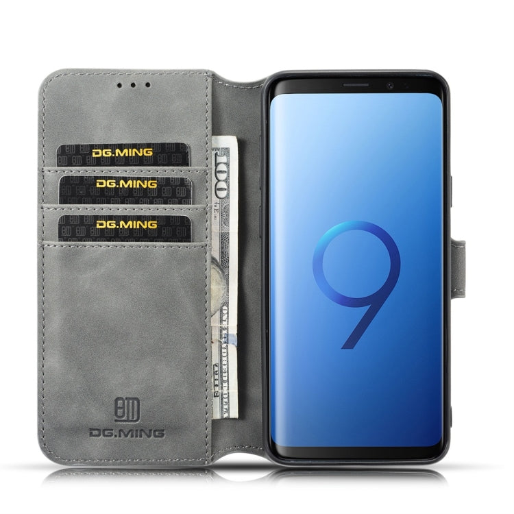 DG.MING Retro Oil Side Horizontal Flip Case with Holder & Card Slots & Wallet for Galaxy S9+