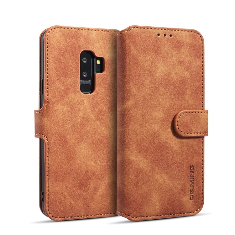 DG.MING Retro Oil Side Horizontal Flip Case with Holder & Card Slots & Wallet for Galaxy S9+