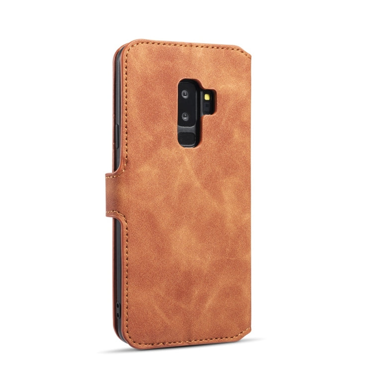 DG.MING Retro Oil Side Horizontal Flip Case with Holder & Card Slots & Wallet for Galaxy S9+