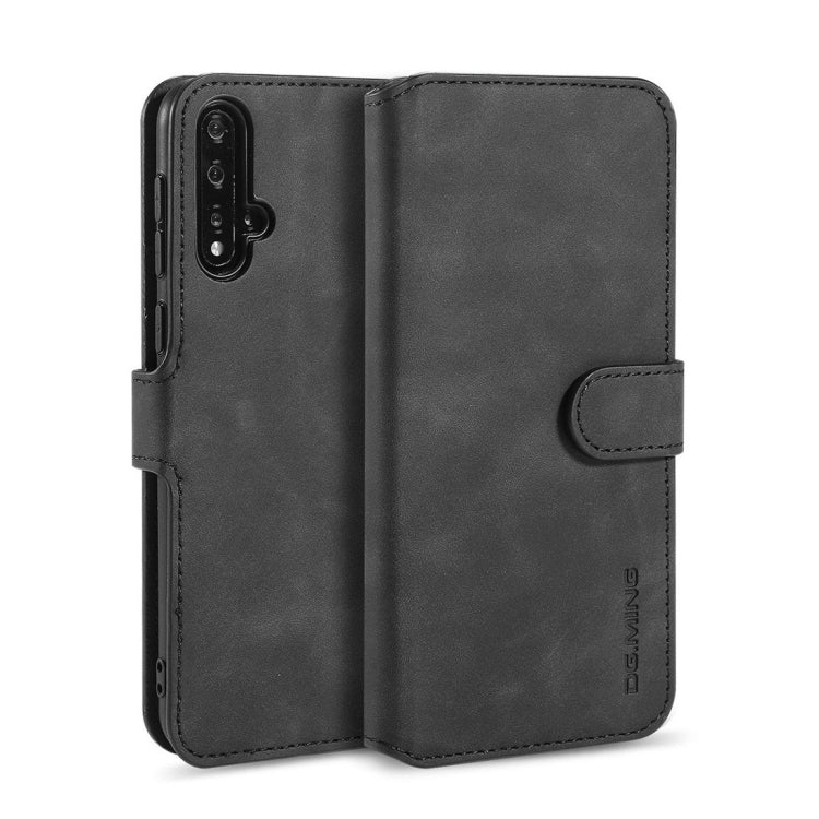 DG.MING Retro Oil Side Horizontal Flip Case with Holder & Card Slots & Wallet for Huawei Nova 5 / Nova 5 Pro
