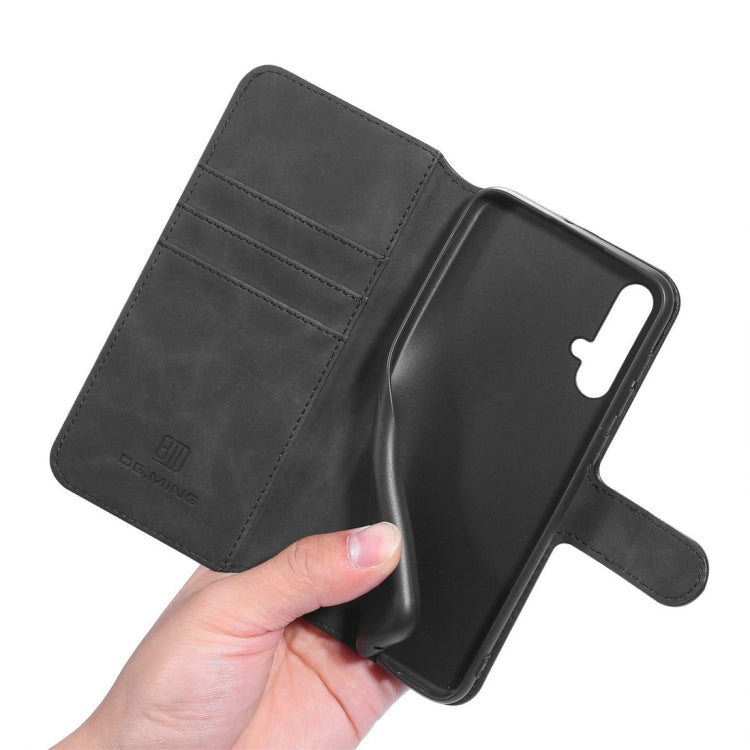 DG.MING Retro Oil Side Horizontal Flip Case with Holder & Card Slots & Wallet for Huawei Nova 5 / Nova 5 Pro
