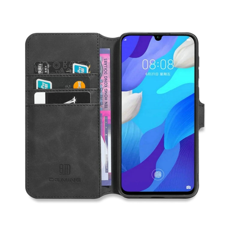 DG.MING Retro Oil Side Horizontal Flip Case with Holder & Card Slots & Wallet for Huawei Nova 5 / Nova 5 Pro