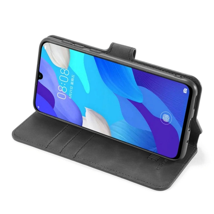 DG.MING Retro Oil Side Horizontal Flip Case with Holder & Card Slots & Wallet for Huawei Nova 5 / Nova 5 Pro