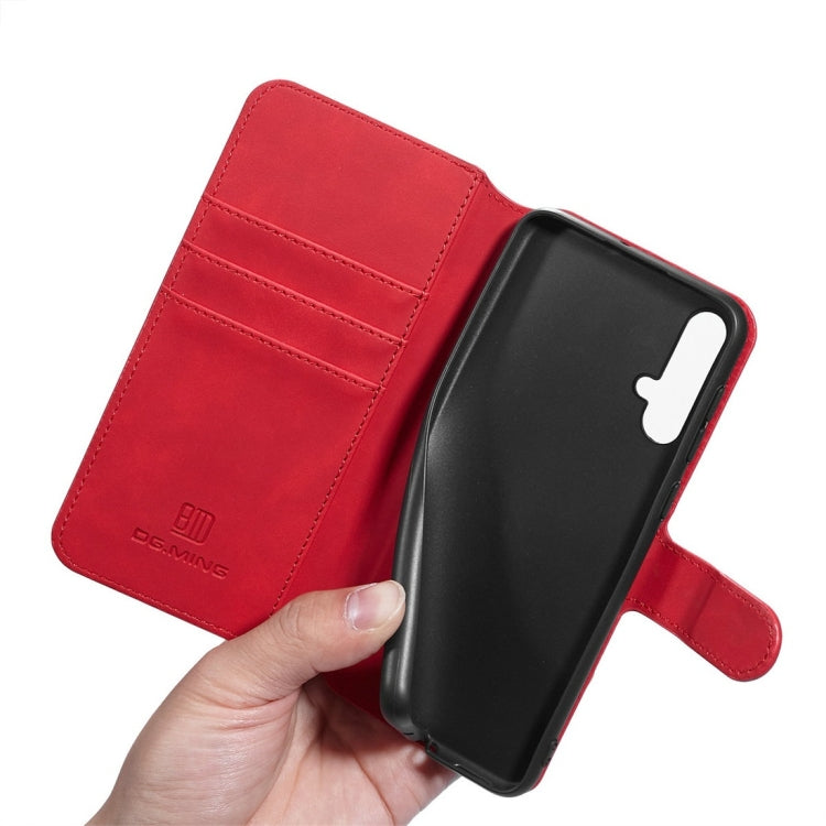 DG.MING Retro Oil Side Horizontal Flip Case with Holder & Card Slots & Wallet for Huawei Nova 5 / Nova 5 Pro