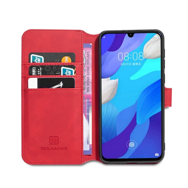 DG.MING Retro Oil Side Horizontal Flip Case with Holder & Card Slots & Wallet for Huawei Nova 5 / Nova 5 Pro