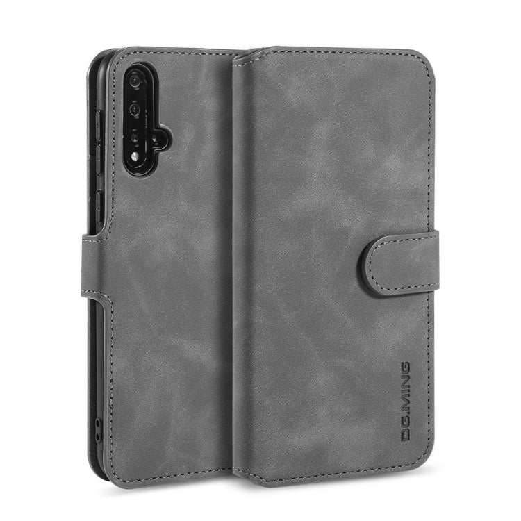 DG.MING Retro Oil Side Horizontal Flip Case with Holder & Card Slots & Wallet for Huawei Nova 5 / Nova 5 Pro